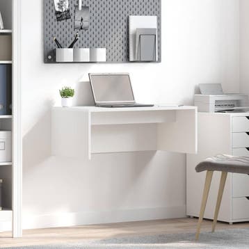 vidaXL Aan de muur bevestigd bureau Wit Bewerkt hout 80 x 45, Verzenden, Nieuw