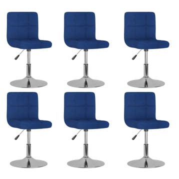 vidaXL Eetkamerstoelen draaibaar 6 st stof blauw, Verzenden