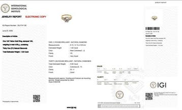 Ring - 14 karaat Geel goud - 1.52ct. tw. Diamant, Nieuw