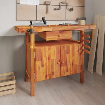 vidaXL Werkbank met lade en bankschroeven 124x52x83 cm, Doe-het-zelf en Bouw, Verzenden, Nieuw