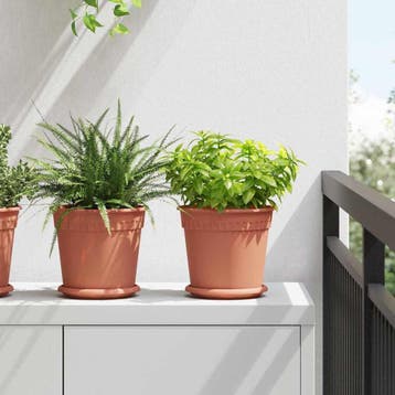 vidaXL Plantenpotten 24 st Baksteenrood Kunststof, Verzenden, Nieuw