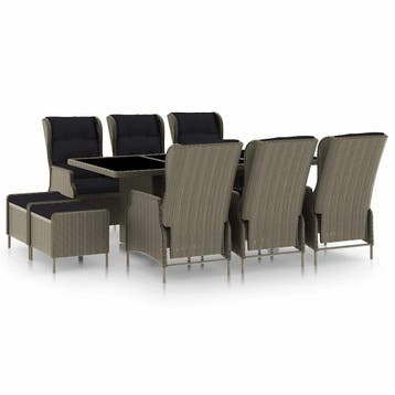 vidaXL 9-delige Tuinset met kussens poly rattan bruin, Verzenden, Nieuw, Tuinset