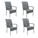 2dekans | Juskys - Set Van 4 Tuinstoelen - Polyrotan - Grijs, Tuin en Terras, Ophalen of Verzenden, Nieuw