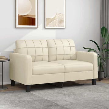 vidaXL Tweezitsbank / zetel 140 cm kunstleer crèmekleurig, Verzenden