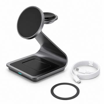 DrPhone TrioDock M3 3-in-1 Draadloze Oplader – Magnetisch, Verzenden