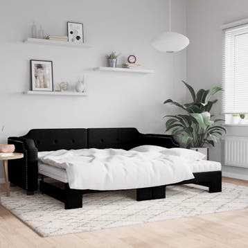 vidaXL Slaapbank met onderschuifbed en matrassen 100x200 cm, Verzenden