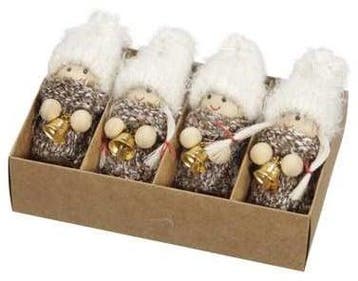Meisjes kabouter hangers Bruin Wit 7 cm set van 4 stuks, Nieuw