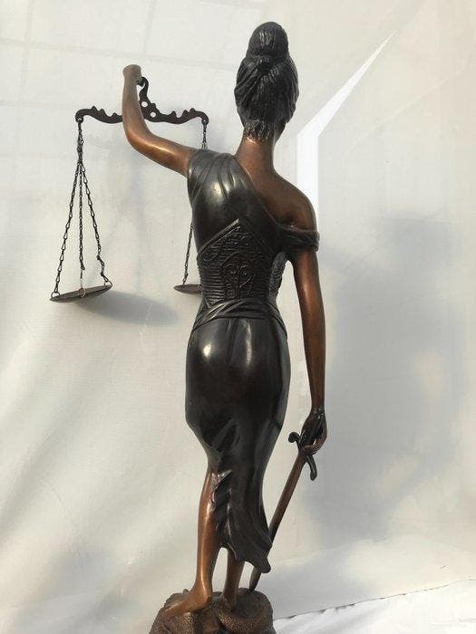 Lady Justice - XL - 50 cm - Figuur - Brons, Antiquités & Art, Curiosités & Brocante