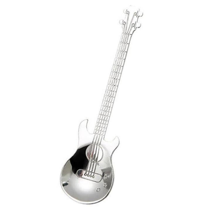 Fako Bijoux - Theelepel / Koffielepel Gitaar - Zilver - 1, Huis en Inrichting, Keuken | Bestek, Verzenden