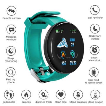 Originele D18 Smartwatch Curved HD Smartphone Fitness Sport, Verzenden, Nieuw, Stuff Certified®