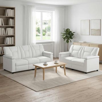 vidaXL bank / zetelstel 2 pcs Wit Kunstleer, Verzenden, Nieuw