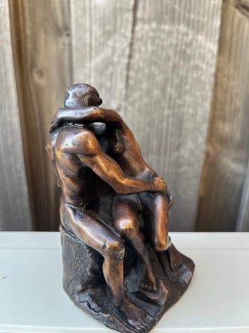 Statue, Rodin de kus - 14 cm - Bronze, Antiek en Kunst