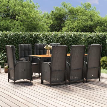 vidaXL 9-delige Tuinset poly rattan zwart, Verzenden, Nieuw, Tuinset