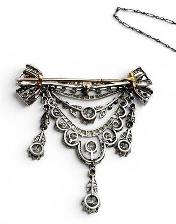 Collier Platine - diamants vintage du début du XXe siècle, Nieuw