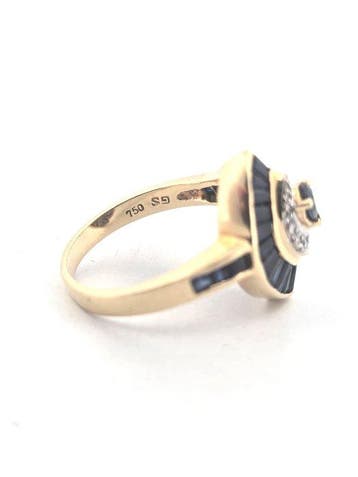 Bague - 18 carats Or jaune Saphir - Diamant, Bijoux, Sacs & Beauté