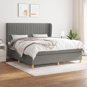 vidaXL Boxspring met matras stof donkergrijs 180x200 cm, Verzenden, Nieuw