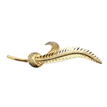 Gouden veer broche, Handtassen en Accessoires, Broches, Ophalen of Verzenden, Gebruikt, Goud, Goud