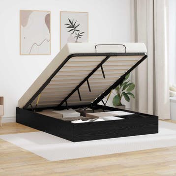 vidaXL Ottoman Bedframe met opslag Zwarte Eik 193 x 140 x 25, Verzenden, Nieuw