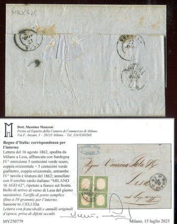 Anciens états italiens - Sardaigne 1855/1862 -, Postzegels en Munten, Postzegels | Europa | Italië, Gestempeld
