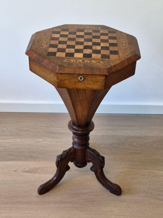 Schaaktafel - Flame mahoniefineer zeshoekige speeltafel -, Antiek en Kunst, Antiek | Overige Antiek