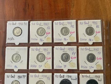 Pays-Bas. Wilhelmina. 1941-1944 (28 stuks). Oorlogs geld.