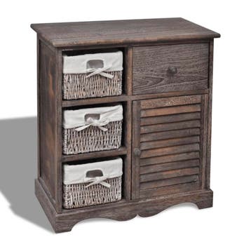 vidaXL Kast met links 3 weefmanden hout bruin, Verzenden