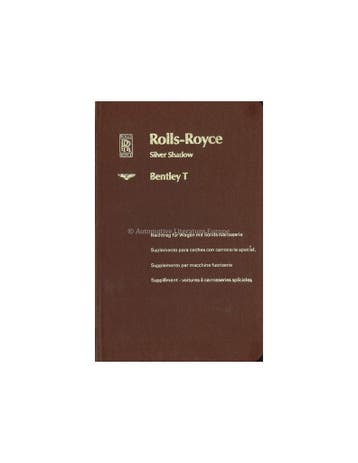 1970 ROLLS ROYCE SILVER SHADOW / BENTLEY T SERIES INSTRUCT.., Ophalen of Verzenden