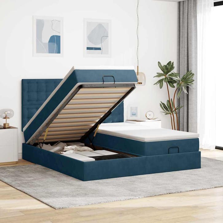 vidaXL Ottoman bed met matrassen 160x200cm fluweel, Huis en Inrichting, Slaapkamer | Bedden, Nieuw, Verzenden