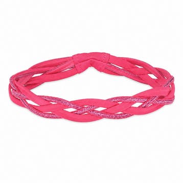 Haarband Sport 3cm - Glitter - Gevlochten Elastiek - Roze, Nieuw