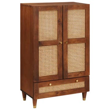 vidaXL Hoge Kast Bruin 60 x 33,5 x 100 cm Massief Mango Hout, Huis en Inrichting, Kasten | Dressoirs, Verzenden, Nieuw