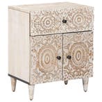 vidaXL Bedkast met lade Wit 50 x 33 x 60 cm Massief Mango, Verzenden, Nieuw