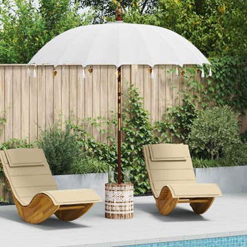 vidaXL Balinese parasol met basis 250 Crème en Wit 220 x 220, Tuin en Terras, Verzenden, Nieuw