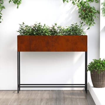 vidaXL Verhoogde Tuin Plantenbak Roestig 100 x 26 x 82 cm, Verzenden