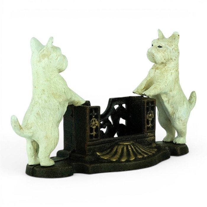 sculptuur, Card Holder with Scottish Terriers - 28 cm in, Antiquités & Art, Curiosités & Brocante
