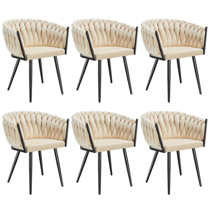 tectake Set eetkamerstoelen Astano fluweel, knoopdesign - za, Maison & Meubles, Chaises, Envoi