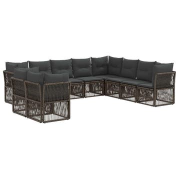 vidaXL Tuinbank Set 10 pcs Grijs poly rattan, Verzenden, Nieuw