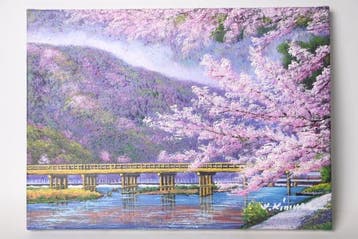 “Kersenbloesems bij de Togetsukyo-brug” – Schilderachtig