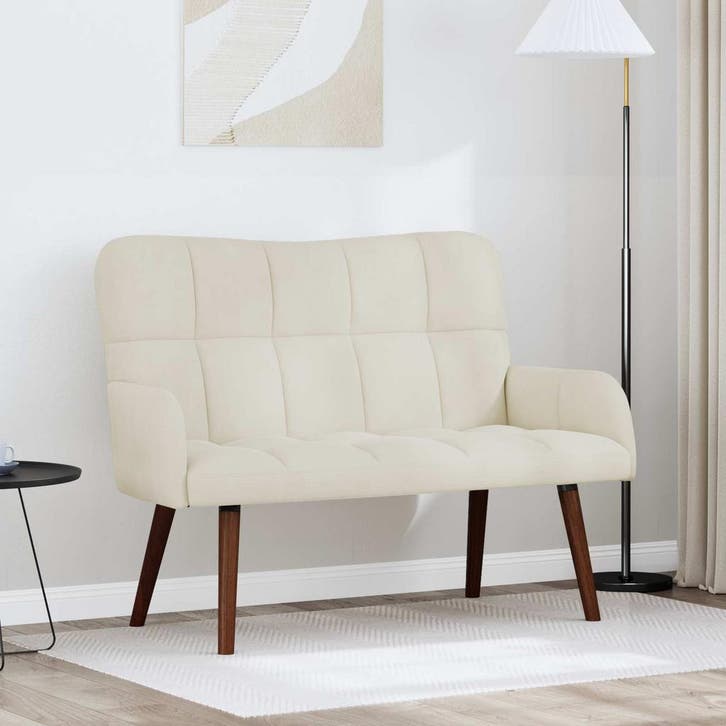 vidaXL 2-Zits Sofa Crèmekleurig 115 x 61 x 87 cm Fluweel, Maison & Meubles, Canapés | Salons, Envoi