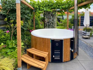 Houtgestookte hottub | Zweeds | Geïntegreerde kachel, Ophalen of Verzenden, Nieuw