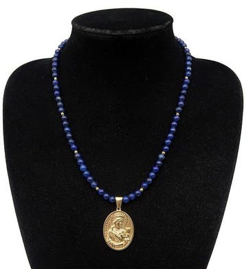Lapis-lazuli - Sainte Barbe – La Gardienne de Lumière :, Antiquités & Art