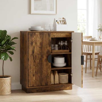 vidaXL Dressoir VENRAY Gerookt eiken 66 x 33 x 77,5 cm, Verzenden, Nieuw
