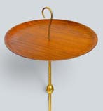 Bijzettafel - Verguld messing, Marmer, Teak