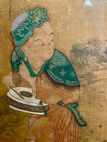 Zijde-schilderij uit de Qing- of Ming-dynastie met originele