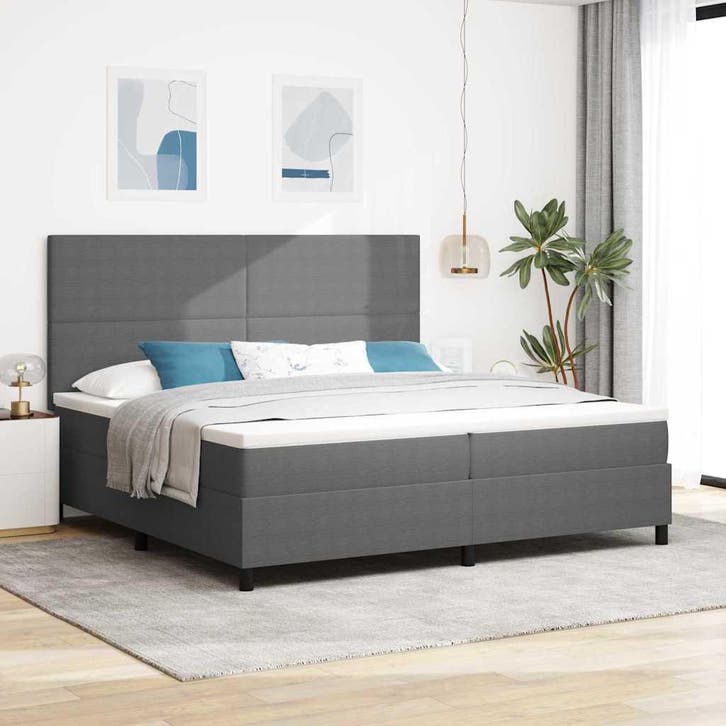 vidaXL LED Box Spring Bed Lichtgrijs en wit 200 x 200 cm, Huis en Inrichting, Slaapkamer | Bedden, Nieuw, Verzenden