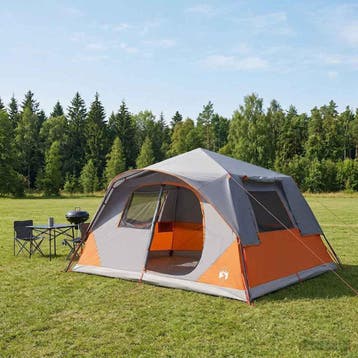 vidaXL Directe Tent 10-persoons Grijs en Oranje Polyester en, Verzenden, Nieuw