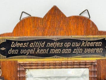 Amsterdamse School kapspiegel met twee kledingborstels –, Antiek en Kunst