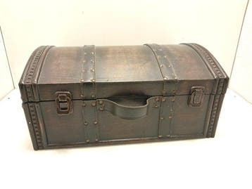 Opbergkoffer - Hout, Leder - 45 x 32x21 cm 1,8 kg