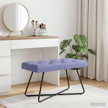 vidaXL Bank met knopen tufting Jeans Blauw 80 x 40 x 46 cm, Verzenden