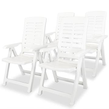 vidaXL Verstelbare klapstoelen, 4 stuks, wit plastic, Tuin en Terras, Verzenden, Nieuw