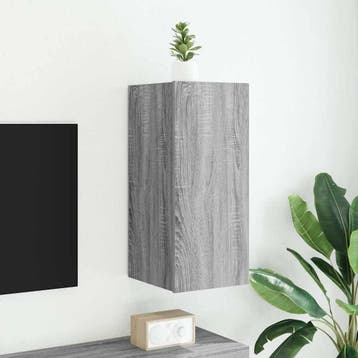 vidaXL Tv-wandmeubel met LED-verlichting 30,5x35x70 cm grijs, Huis en Inrichting, Kasten |Televisiemeubels, Verzenden, Nieuw